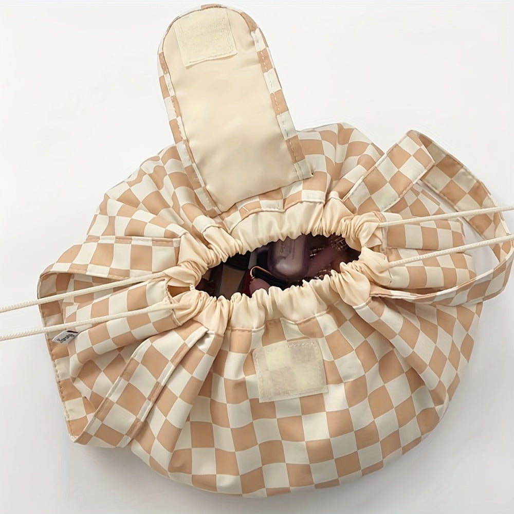 Makeup Bag Drawstring Flat-Lay Oxford Organizer in 12 Print and Color Options for Travel, Vanity and Everyday Beauty Storage 