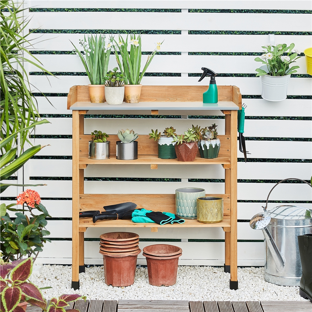 Potting Bench in a Wooden Metal Design for Garden and Yard Use — image 12