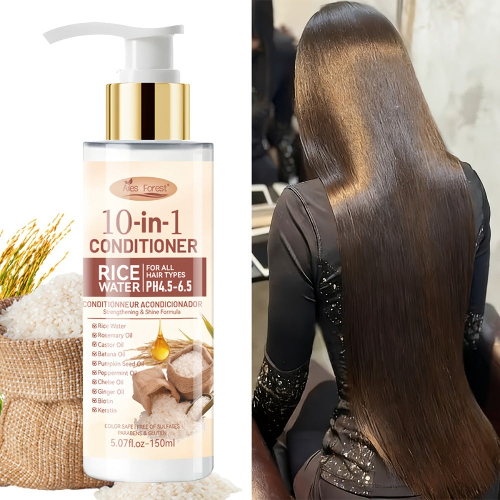 Rice Water 10-in-1-Labeled Shampoo and Conditioner Duo in 150mL Pump Bottles with White-and-Gold Packaging — image 4
