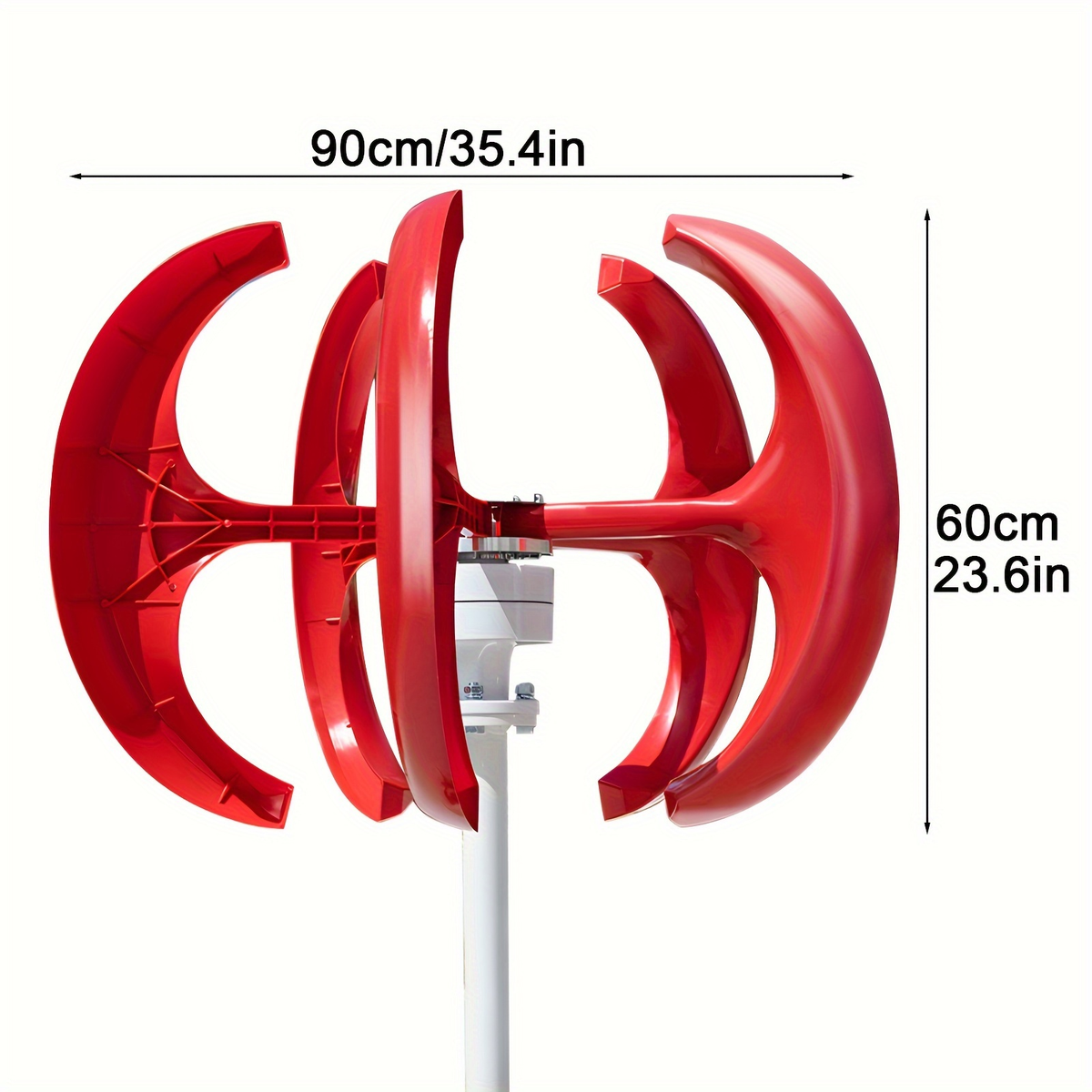 Red Vertical-Axis Wind Turbine Generator Kit with Curved Rotor Blades and Pictured Mounting Hardware — image 8