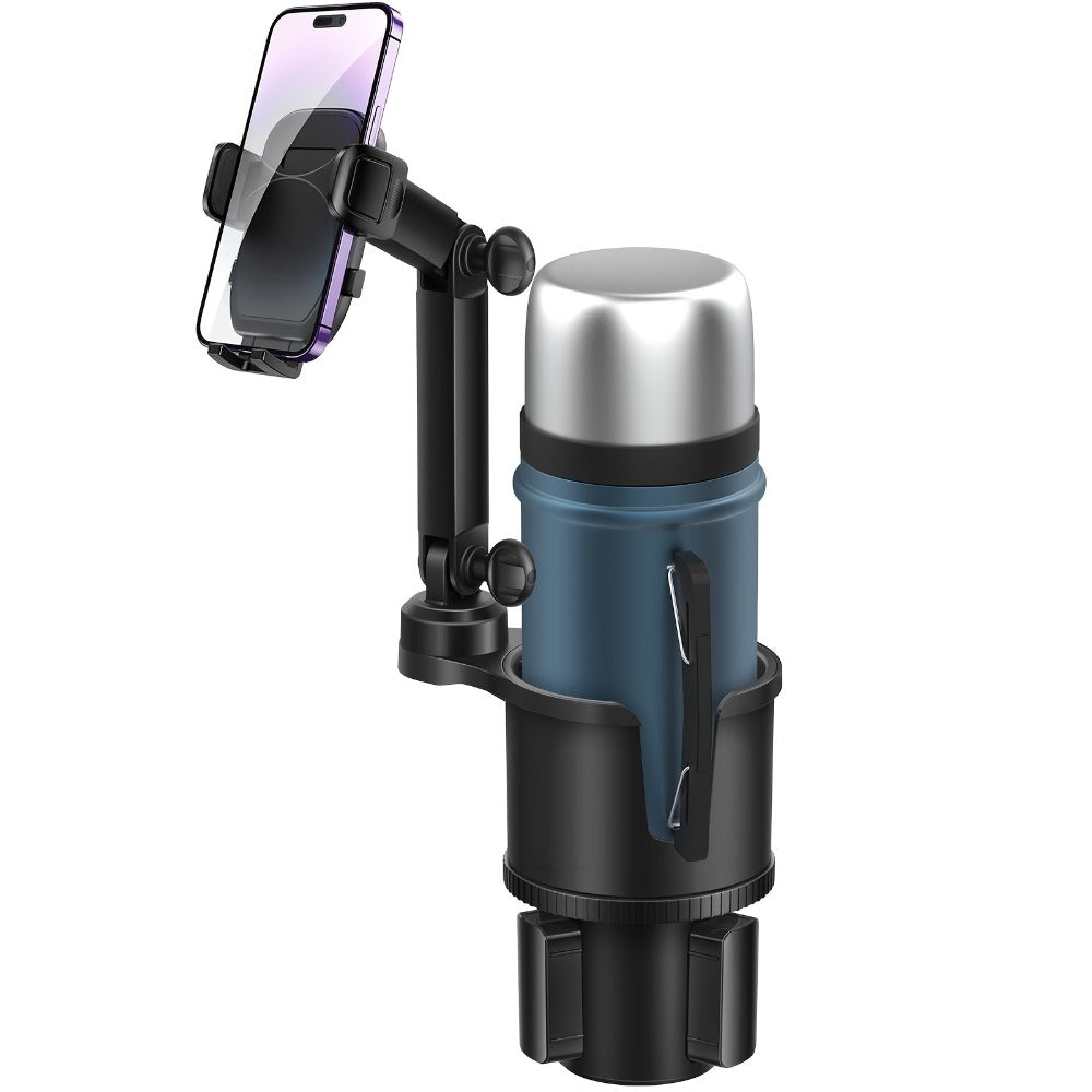 Cup-Holder Car Phone Mount with Bottle Recess, Double-Jointed Long Arm and Rotating Clamp Pictured — image 4
