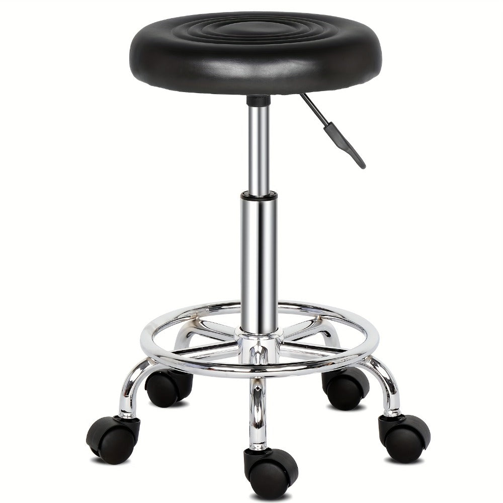 Round Padded Swivel Bar Stool 360° with Chrome Base – Adjustable Height Salon Kitchen Counter Stool for Nail — image 6