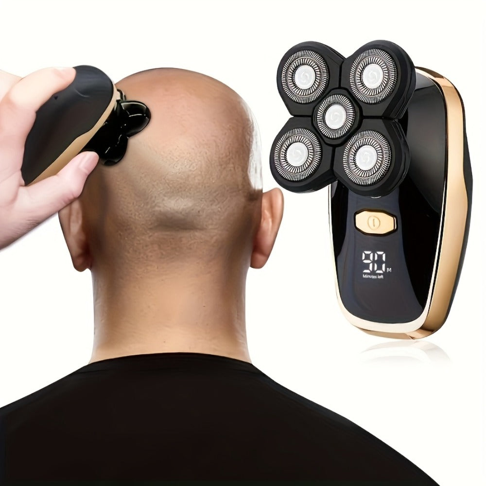 5-in-1 Electric Shaver Kit for Men Wet Dry Rotary Shaver – Bald Head Beard Nose Ear Trimmer with Digital Display — image 2