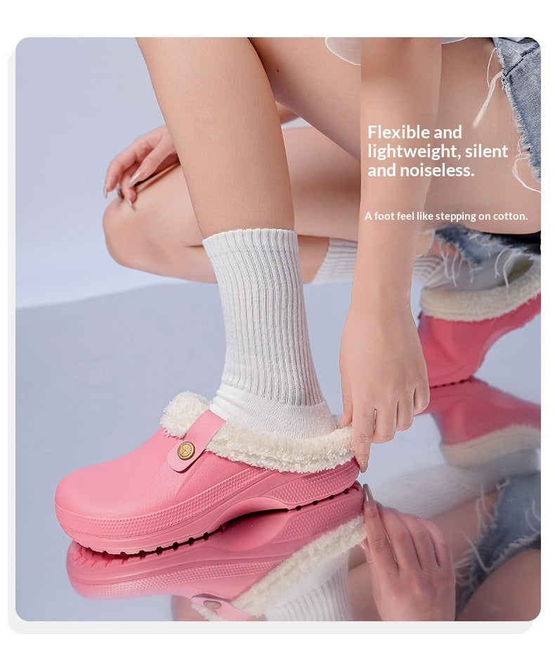 Mens Fleece-Lined Cotton Slippers For Home