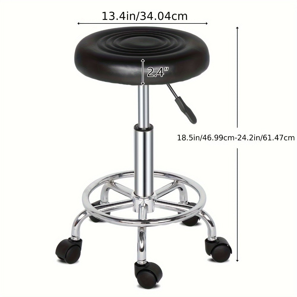 Round Padded Swivel Bar Stool 360° with Chrome Base – Adjustable Height Salon Kitchen Counter Stool for Nail — image 7