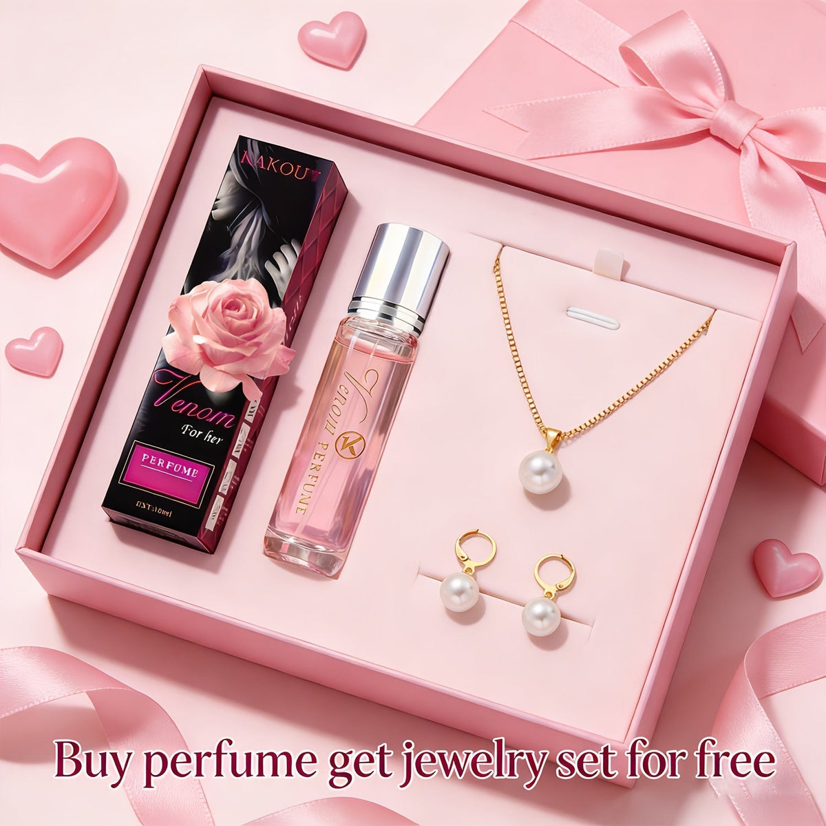 Pheromone Perfume & Jewelry Gift Set for Women 6-8 Hours - 2 Piece Fragrance Accessory Bundle for Bath Time, Home Spa and Per