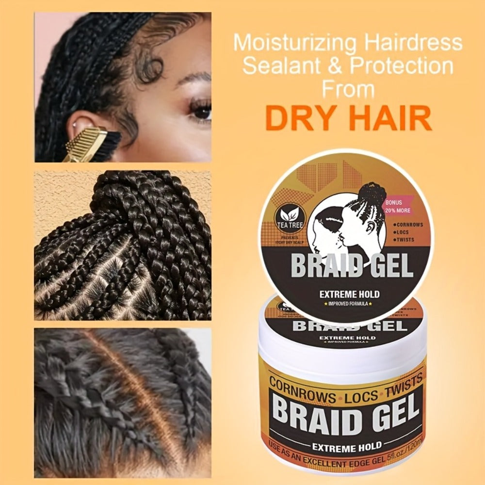Extreme Hold Braid Gel & Edge Control Hair Wax Pomade – Anti-Frizz, Moisturizing, Long-Lasting for Braids, Locs, Twists & Sle