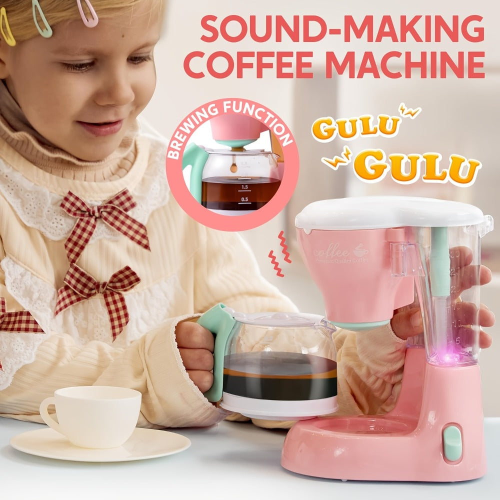 Kids Play Kitchen Toy Set with Realistic Coffee Maker, Toaster & Blender, 26PCS Pretend Play Kitchen Appliances for Toddlers 