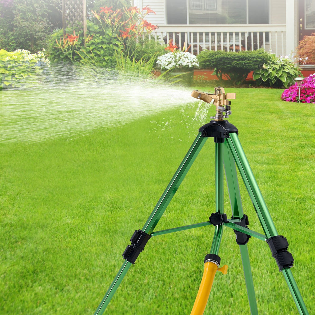 Garden Sprinkler Tripod 360° Rotating Brass Head Lawn Irrigation Adjustable Height — image 9
