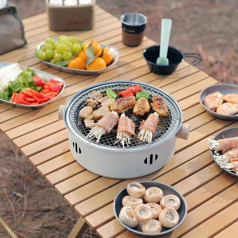 12.2-Inch Round Charcoal Grill Set with Stainless-Steel-Labeled Body, Charcoal Pan, Grids and Tongs — image 3