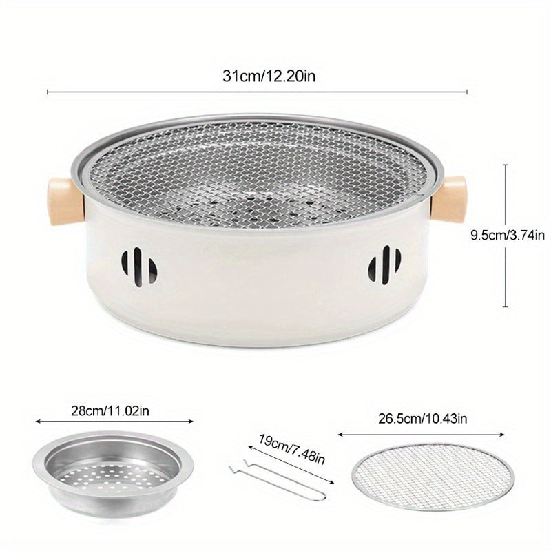 12.2-Inch Round Charcoal Grill Set with Stainless-Steel-Labeled Body, Charcoal Pan, Grids and Tongs — image 5