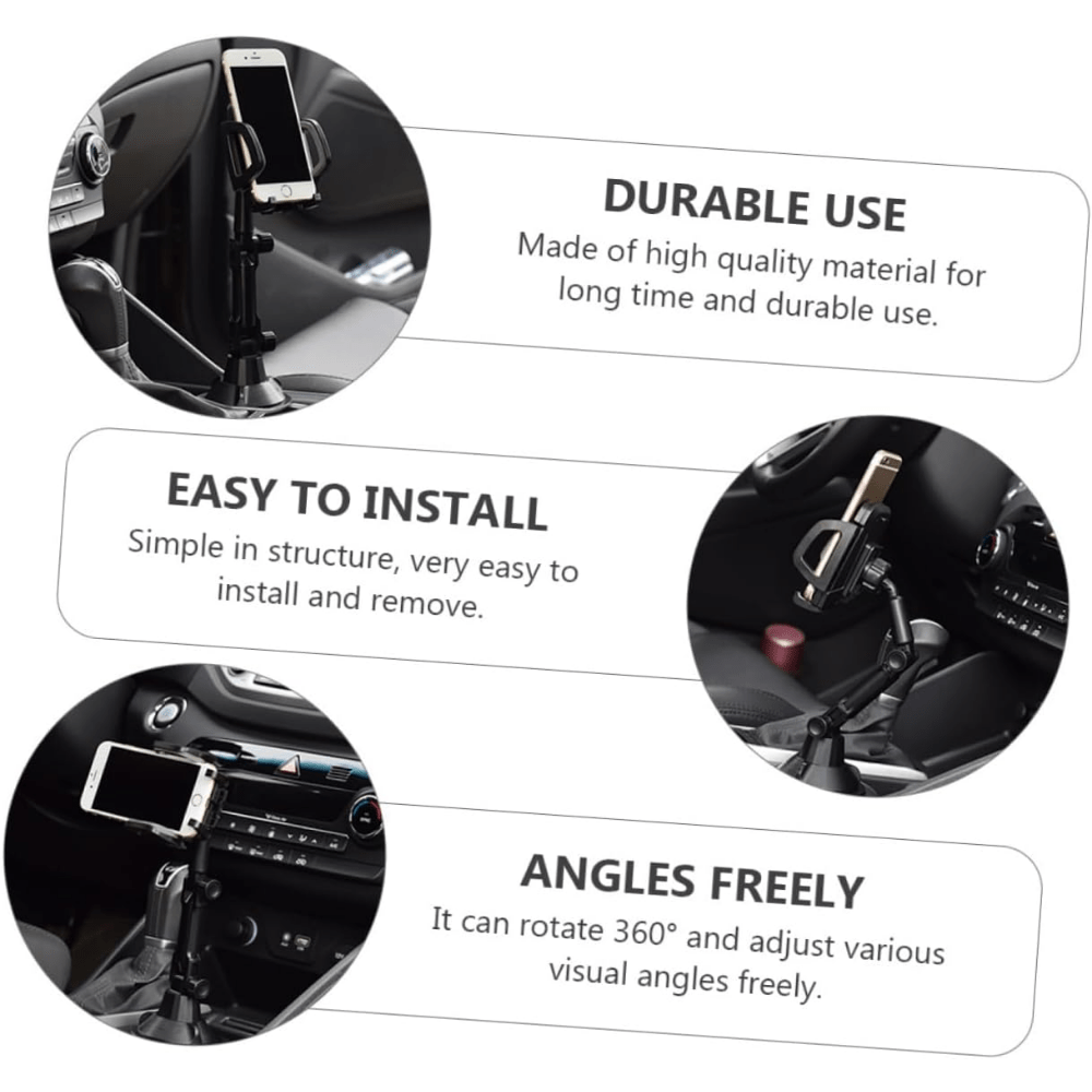 Cup-Holder Phone Mount with 360-Degree Adjustable Arm, Black Cradle and 8.7 cm Base Diameter — image 5