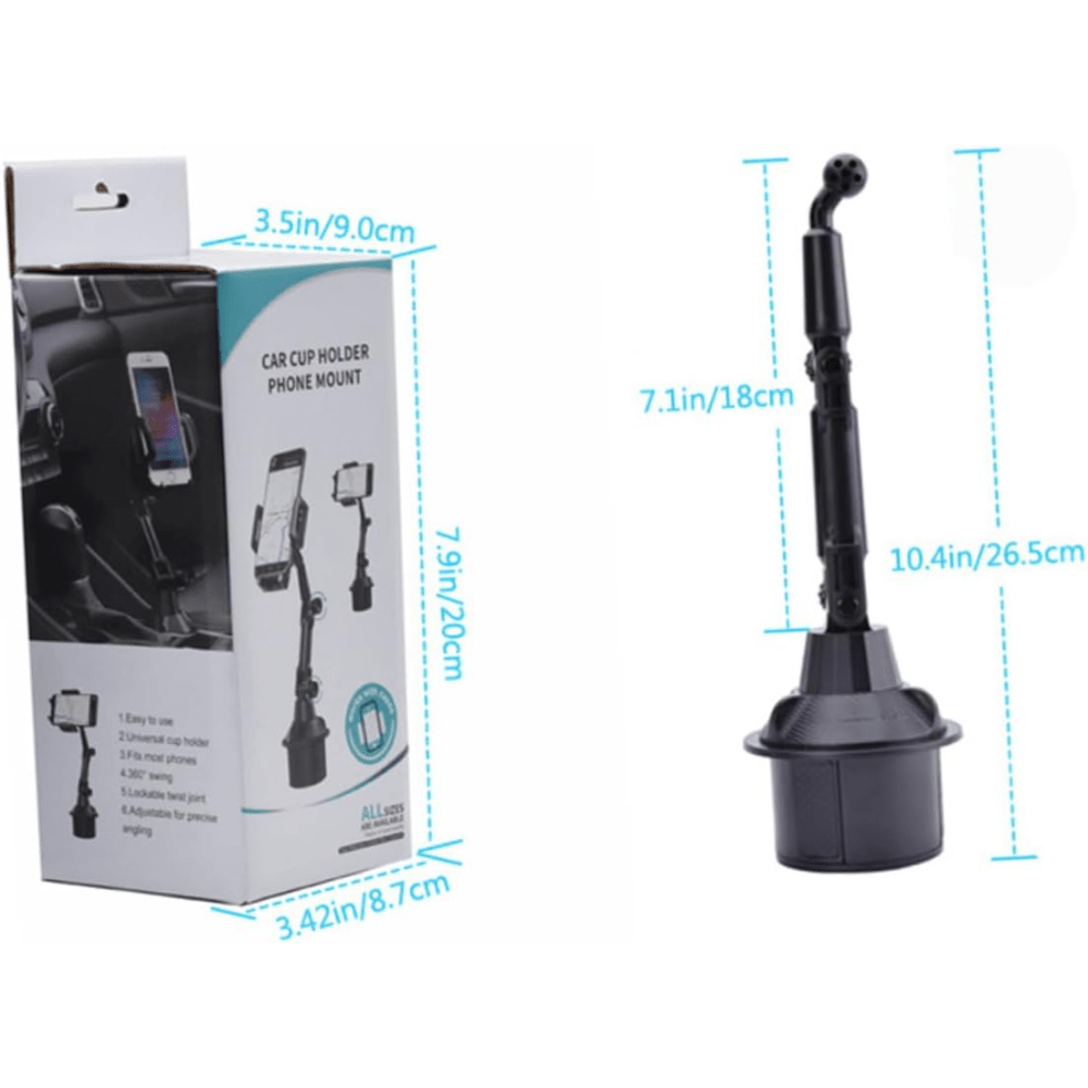 Cup-Holder Phone Mount with 360-Degree Adjustable Arm, Black Cradle and 8.7 cm Base Diameter — image 3