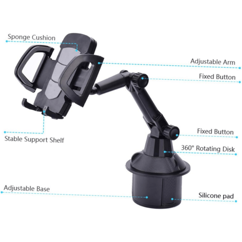 Cup-Holder Phone Mount with 360-Degree Adjustable Arm, Black Cradle and 8.7 cm Base Diameter — image 7