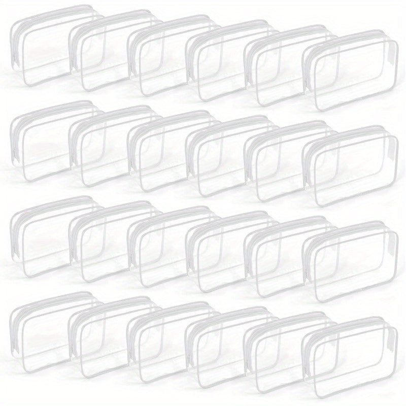 TSA Approved Clear Toiletry Bags Set of 24 Transparent Travel Makeup Organizer Pouches Medium Size Airport Security Quart Bag