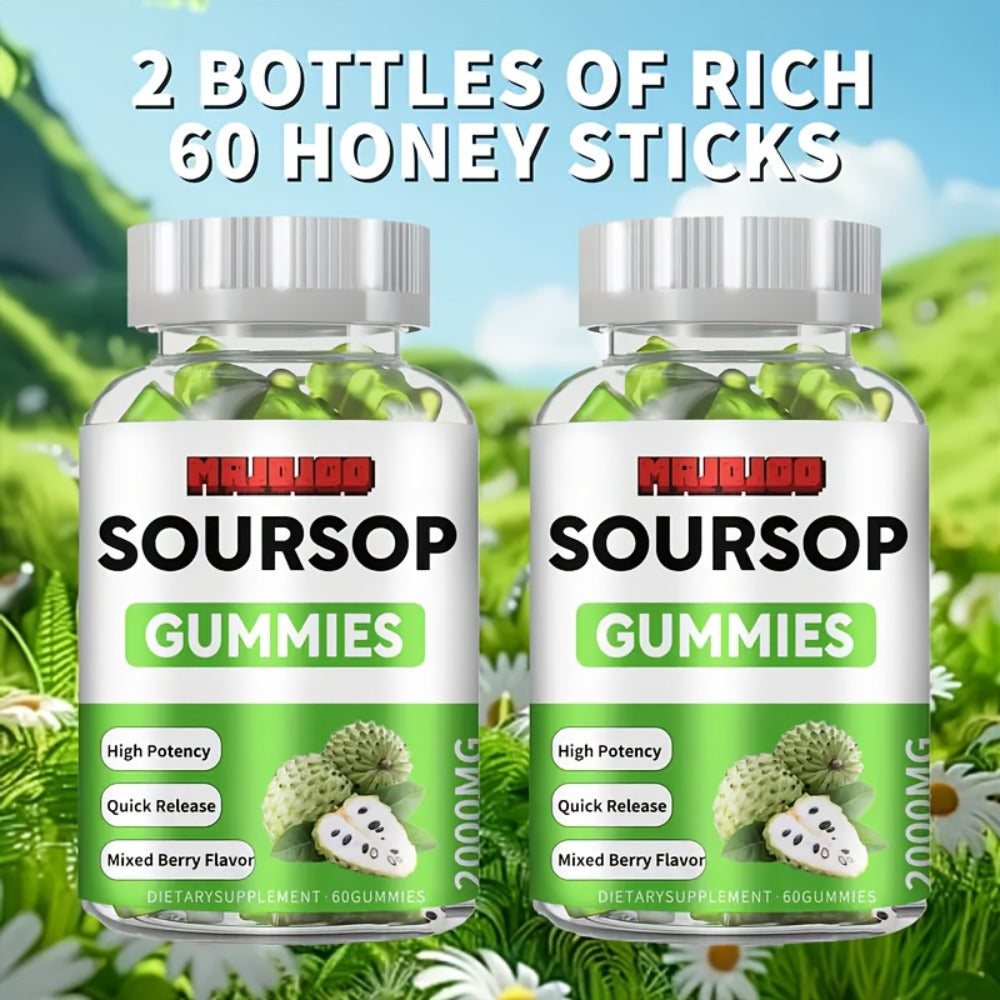 Soursop Graviola Gummies 2000mg, 60 Count Antioxidant Supplement for Men & Women, Supports Digestion & Immune Health — image 