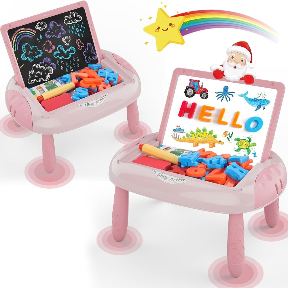 Double-Sided Kids Drawing Easel with Foldable Tabletop Stand, Chalkboard, Whiteboard and Six Color Options — image 6