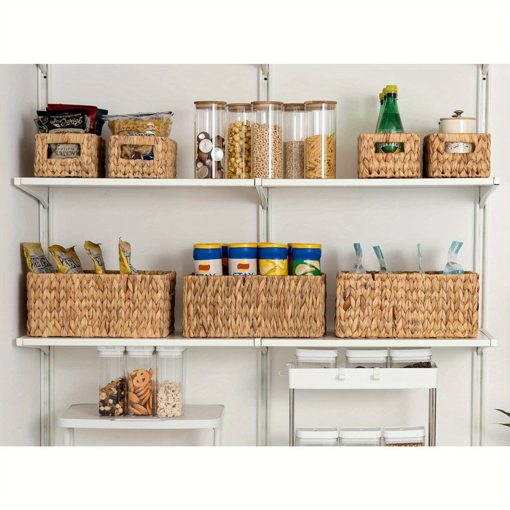 Storage Baskets, Seagrass and Water Hyacinth with Built-In Handles in Six Style Options with Material, Size and Pack Options 