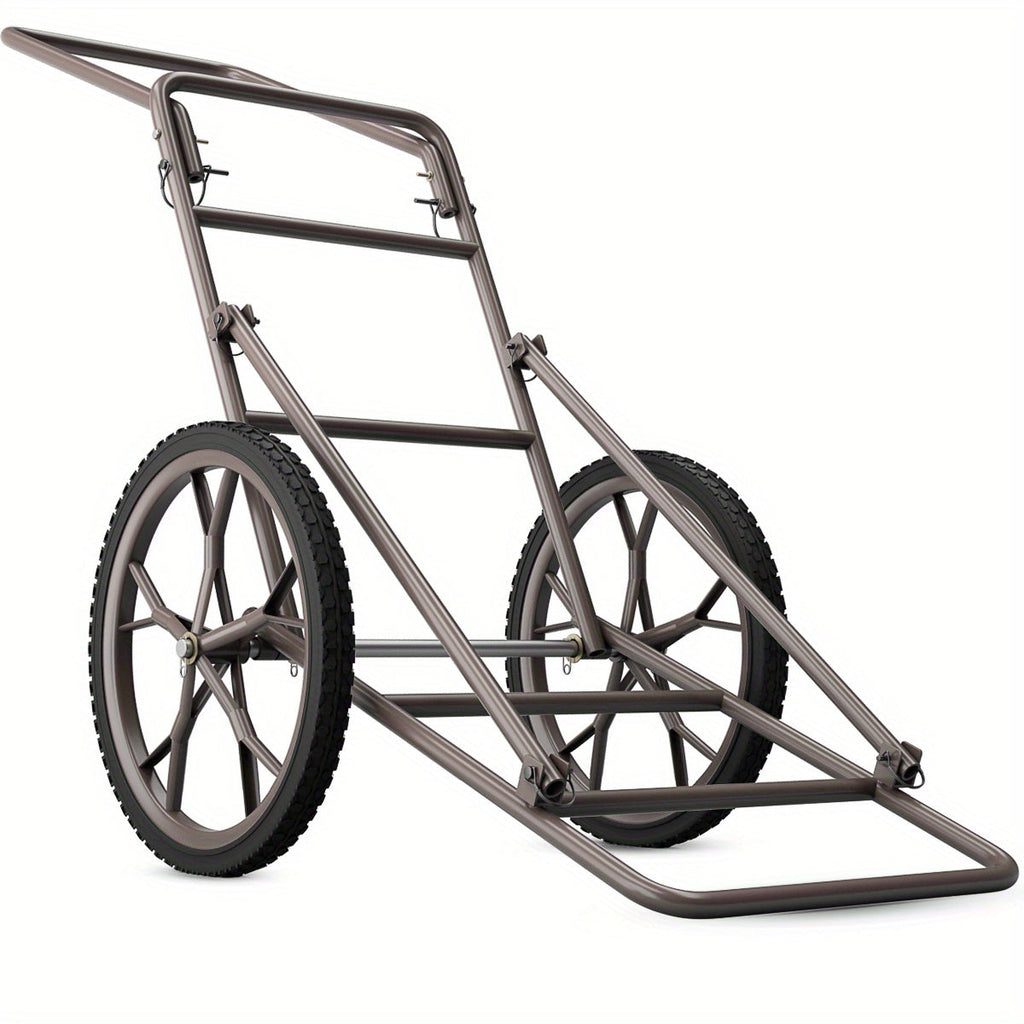 Deer Cart Folding Hunting Hauler Steel Frame 17" Wheels Utility Gear Dolly for Game & Tree Stand Transport — image 1