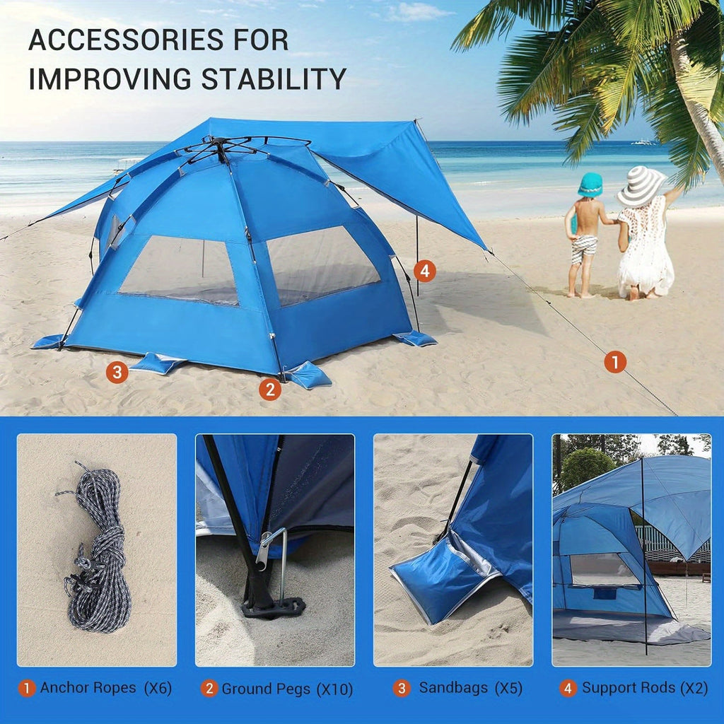 Convertible Beach Canopy Tent with Removable Roof, Four Setup Modes and Blue Checkout Color — image 4