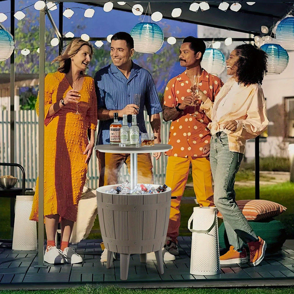 Outdoor Cooler Bar Table 3-in-1, 10 Gal Ice Bucket, Coffee Table & Serving Station, All-Weather PP — image 5