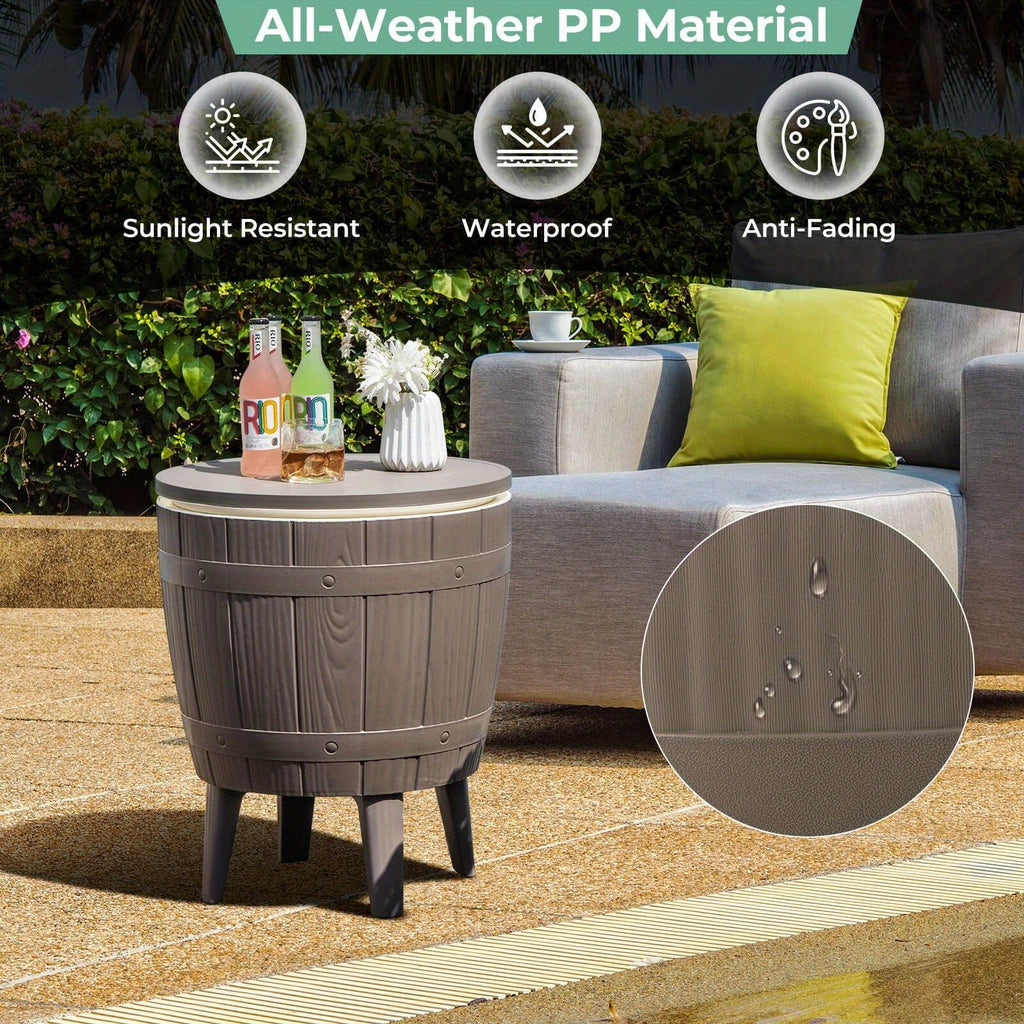 Outdoor Cooler Bar Table 3-in-1, 10 Gal Ice Bucket, Coffee Table & Serving Station, All-Weather PP — image 6