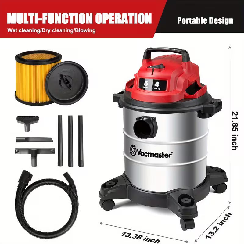 Wet Dry Vacuum Cleaner with Blower Function and 10 ft Power Cord