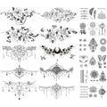 Temporary Tattoos, 10-Sheet Large Black Body Art Set with 60-Plus Floral, Ornamental and Symbol Motifs — image 1