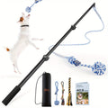 Dog Toy Telescopic Aluminum Flirt Pole with Reinforced Nylon Rope and Three Detachable Interactive Toys — image 2