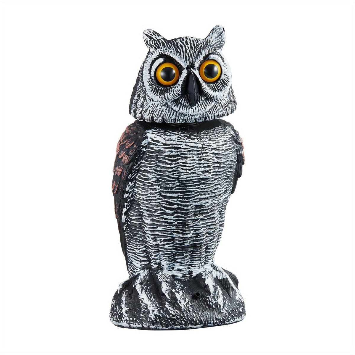 Rotating Head Fake Owl Decoy Bird Deterrent, Battery Powered Plastic Scarecrow Repellent for Garden Yard Patio — image 1
