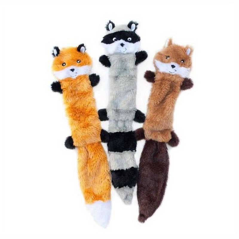 Dog Toy 3-Pack No-Stuffing Flat Plush Animals with Built-In Squeakers and Crinkle Layer for Small Medium Dogs — image 2