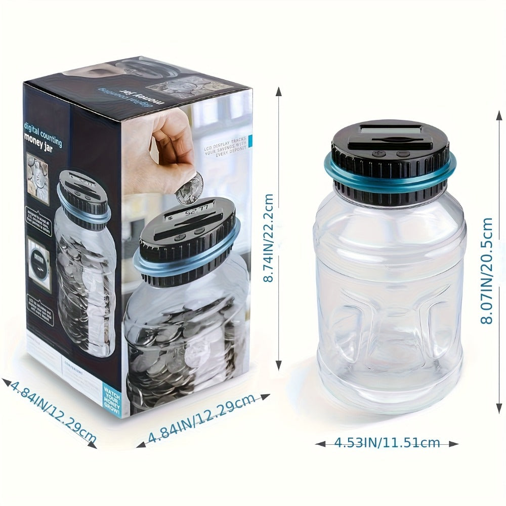 Digital Coin Counting Bank with LCD Counter, Large 60.87oz Transparent Money Jar for Kids & Adults — image 2