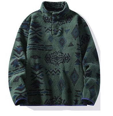 Mens Retro Tie-Dye Stand-Up Collar Polo Shirt Sweatshirt