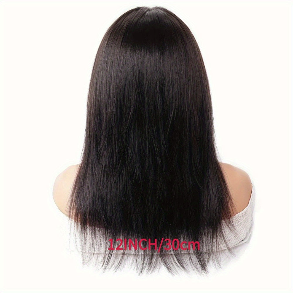 Glueless Straight Human Hair Wig 4x4 Lace Closure Pre-Plucked Natural Hairline Versatile Parting Natural Black 12-28 Inch Wom