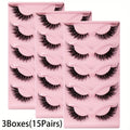 15 Pairs Cat Eye Strip Lashes – Natural Long Manga Wispy False Eyelashes with Winged Tips, 3 Boxes Elongated Dramatic Eye Loo