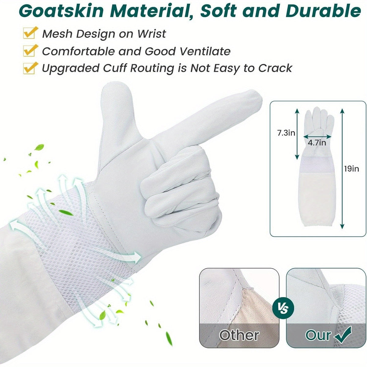 Beekeeping Suit Triple Layer Sting-Resistant Gloves 2 Veils S-3XL for Garden, Patio and Yard Use — image 2