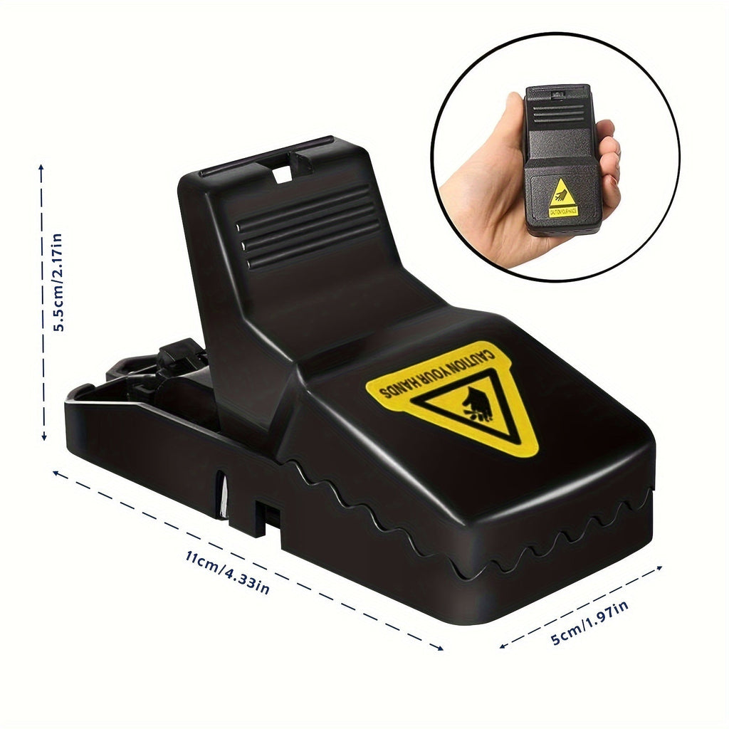 Eight-Piece Black Spring Snap Trap Set for Mouse-Size Rodents with Removable Bait-Cup Design — image 10