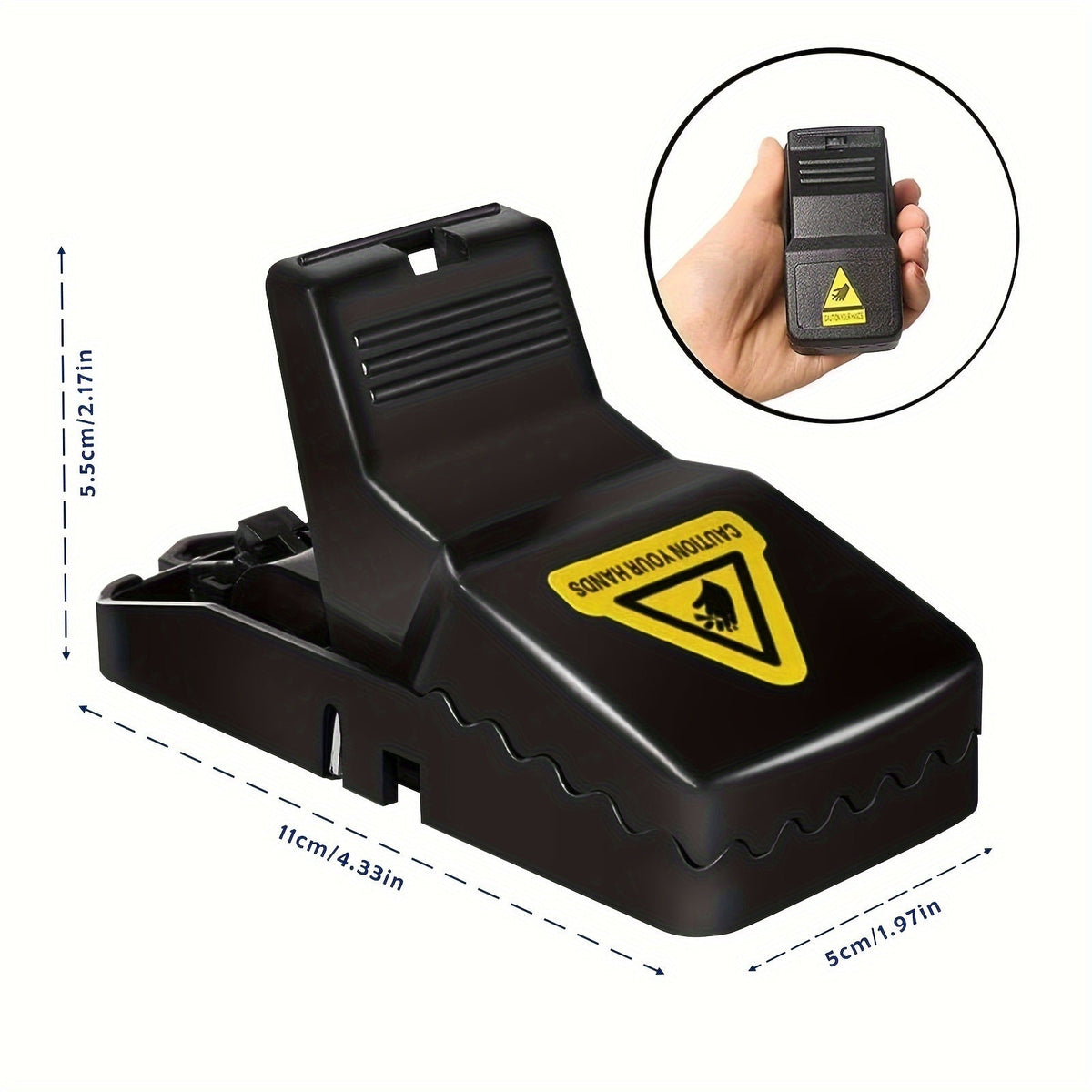 Eight-Piece Black Spring Snap Trap Set for Mouse-Size Rodents with Removable Bait-Cup Design — image 10