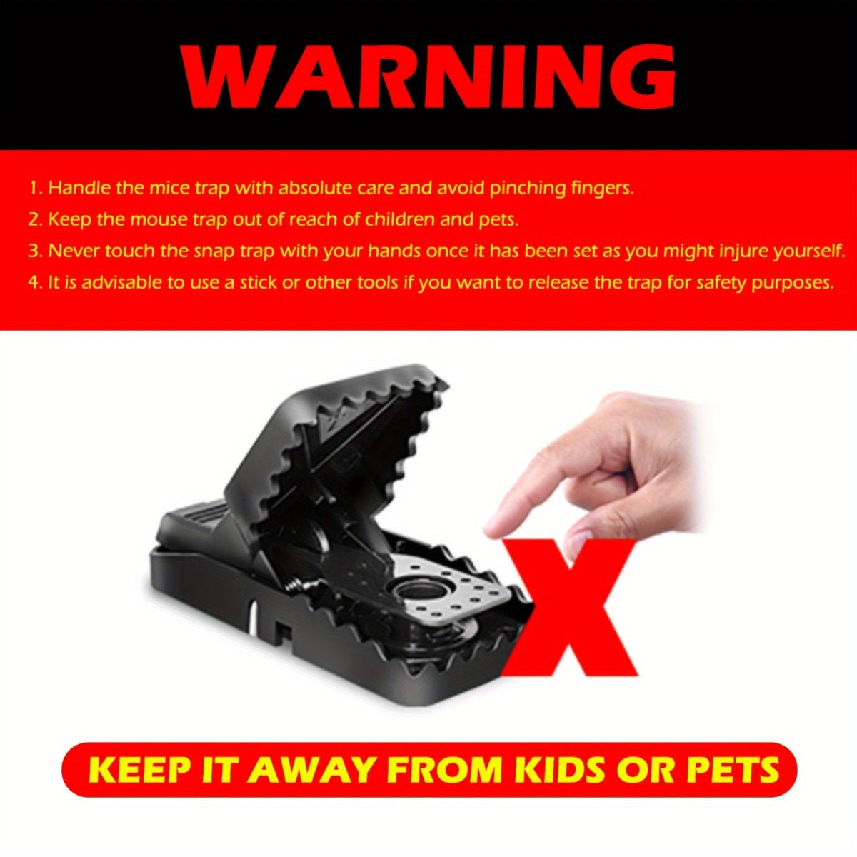 Eight-Piece Black Spring Snap Trap Set for Mouse-Size Rodents with Removable Bait-Cup Design — image 6