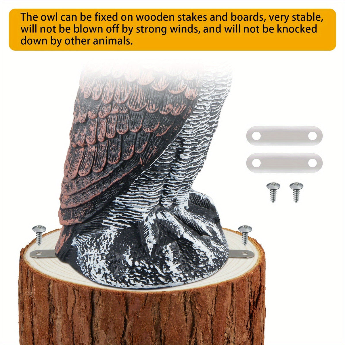 Rotating Head Fake Owl Decoy Bird Deterrent, Battery Powered Plastic Scarecrow Repellent for Garden Yard Patio — image 3