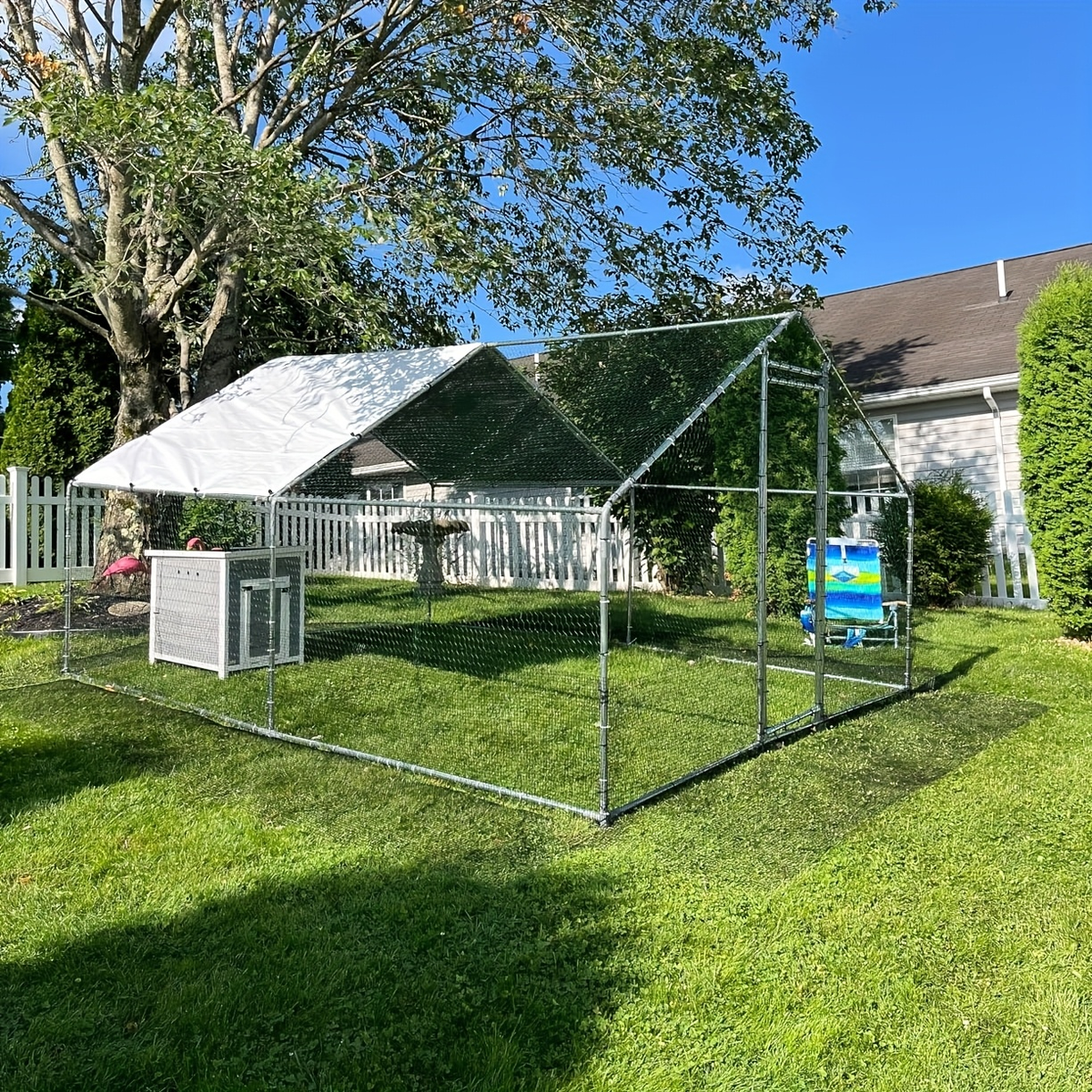 Walk-In Metal Poultry Enclosure in Six Size Options with Mesh Walls, Door and Partial Roof Cover — image 19