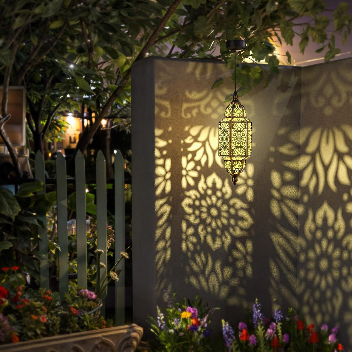 Solar Lanterns Outdoor 2 Pack Moroccan Cut-Out Design Garden Pathway Patio Lantern Lights Gold Purple White Copper — image 5