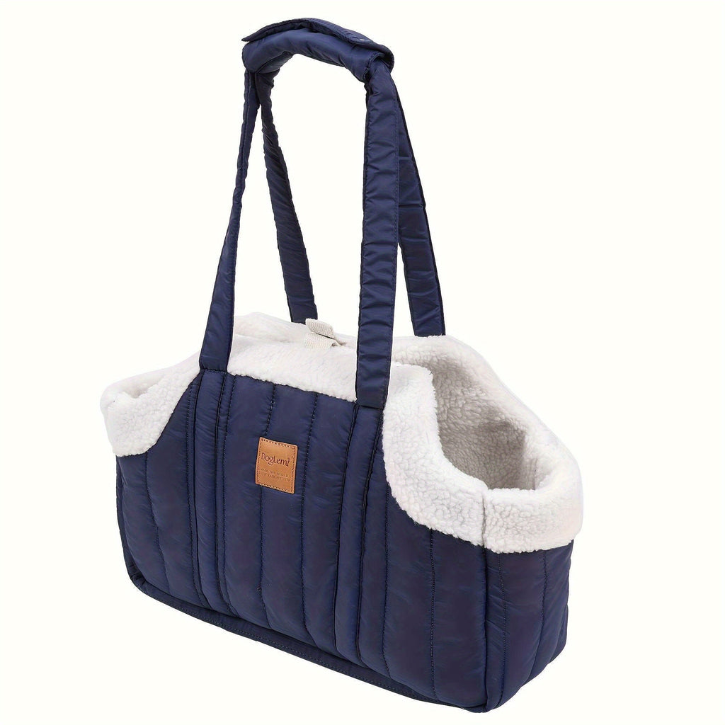Quilted Open-Top Pet Carrier Tote with Plush-Look Trim, Two Long Handles and Six Color Options — image 3
