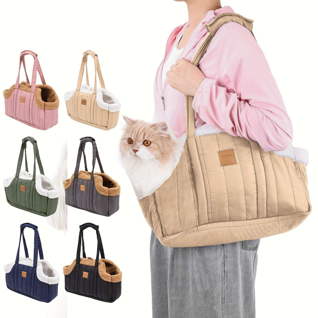 Quilted Open-Top Pet Carrier Tote with Plush-Look Trim, Two Long Handles and Six Color Options — image 4