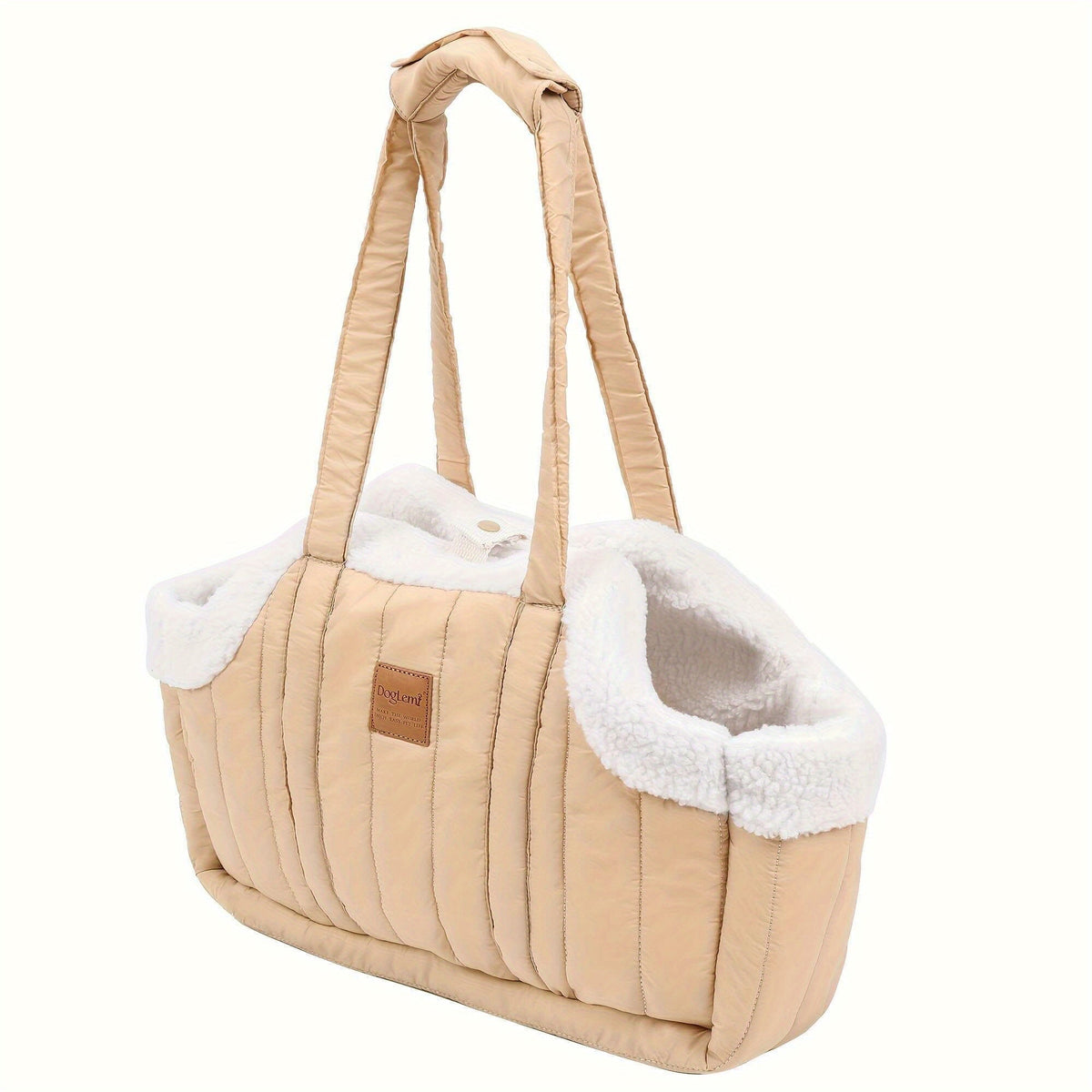 Quilted Open-Top Pet Carrier Tote with Plush-Look Trim, Two Long Handles and Six Color Options — image 12