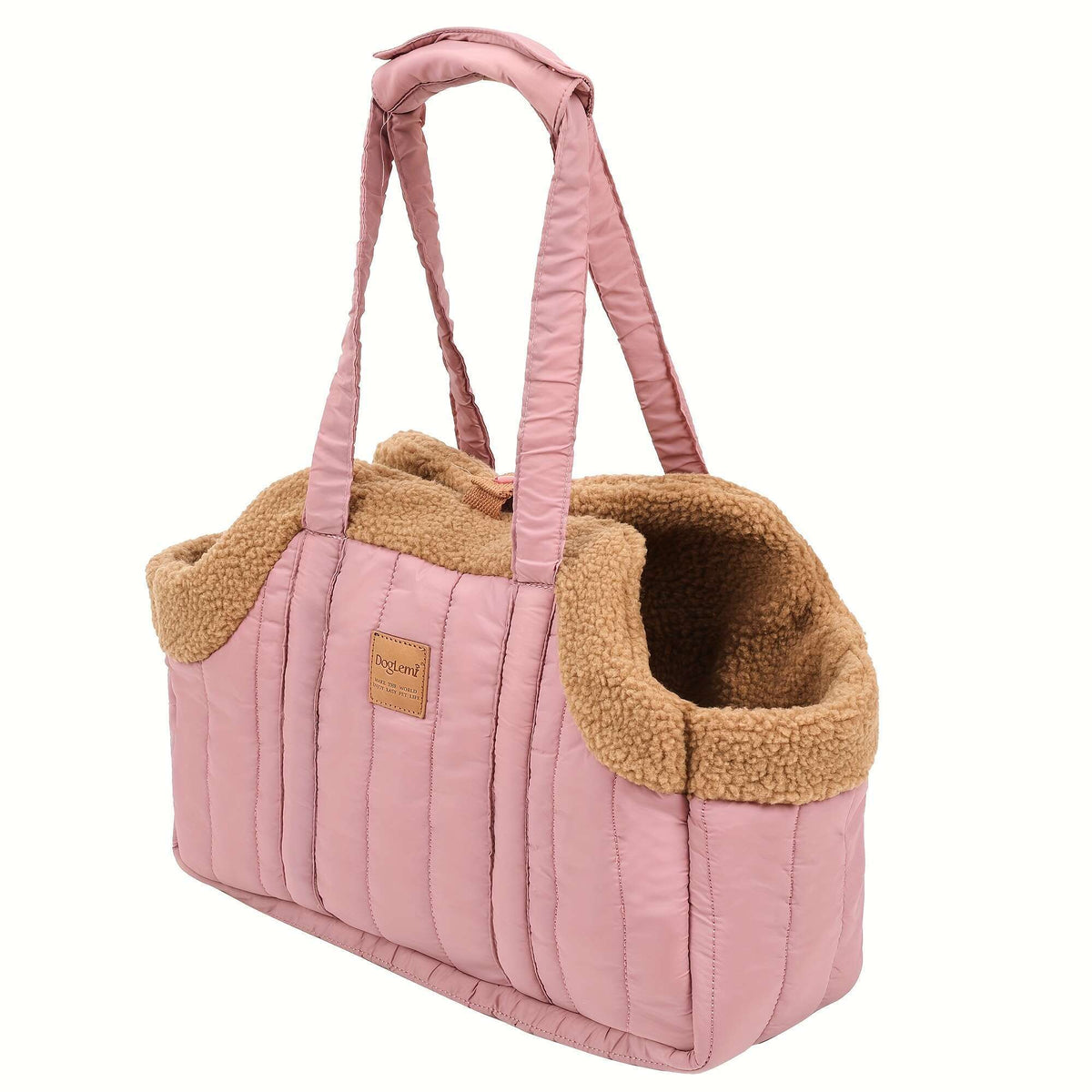 Quilted Open-Top Pet Carrier Tote with Plush-Look Trim, Two Long Handles and Six Color Options — image 14