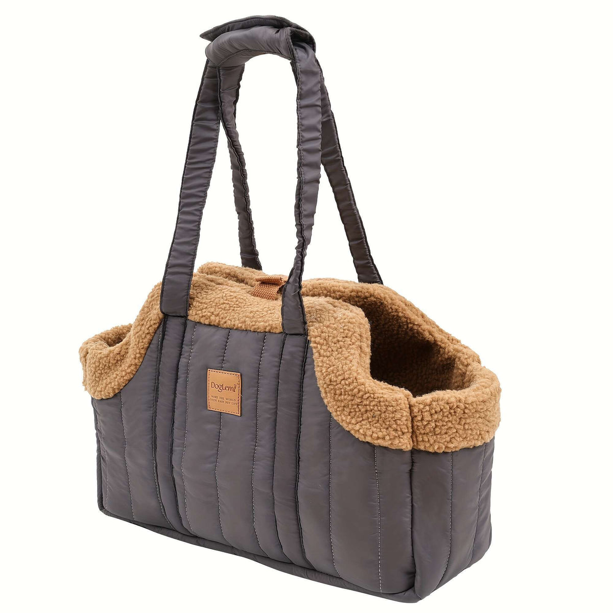 Quilted Open-Top Pet Carrier Tote with Plush-Look Trim, Two Long Handles and Six Color Options — image 16