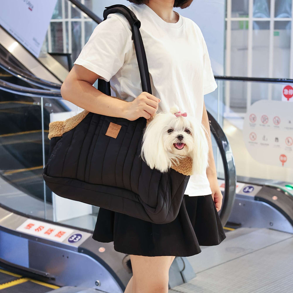 Quilted Open-Top Pet Carrier Tote with Plush-Look Trim, Two Long Handles and Six Color Options — image 6