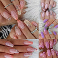 Press On Nails 120-Piece Medium Coffin Five-Pack Pinkish Purple Glitter Sequin Glossy Full-Cover Set — image 1