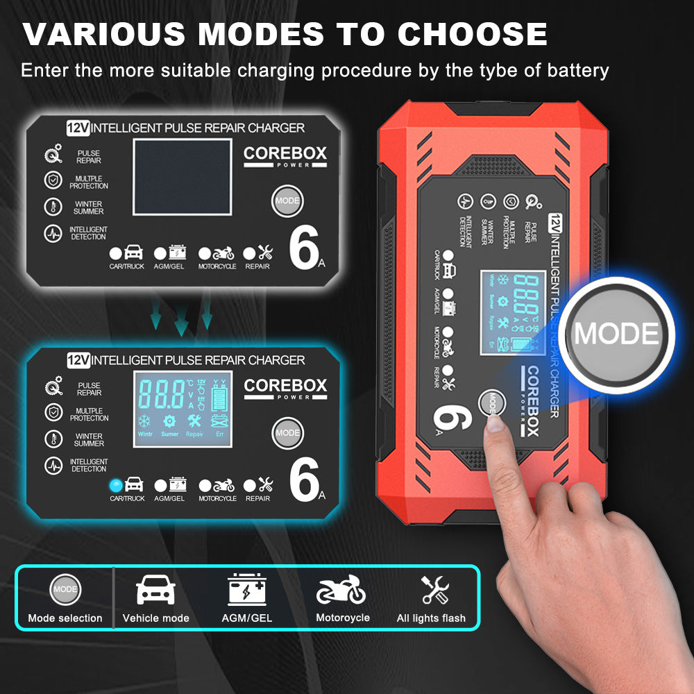 12V6A Smart Battery Charger AGM Start Stop